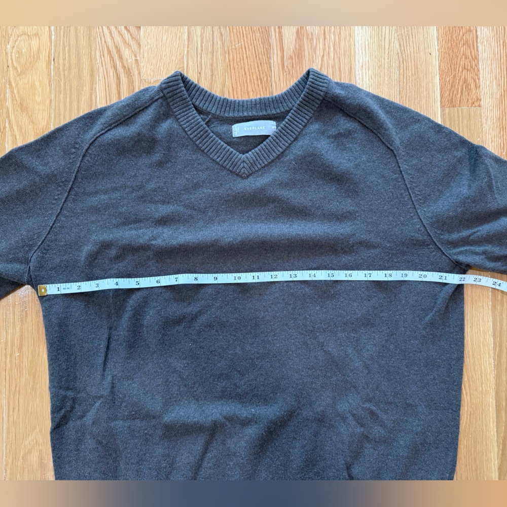 Olive Green Cashmere V-Neck Sweater Cozy Classic Design